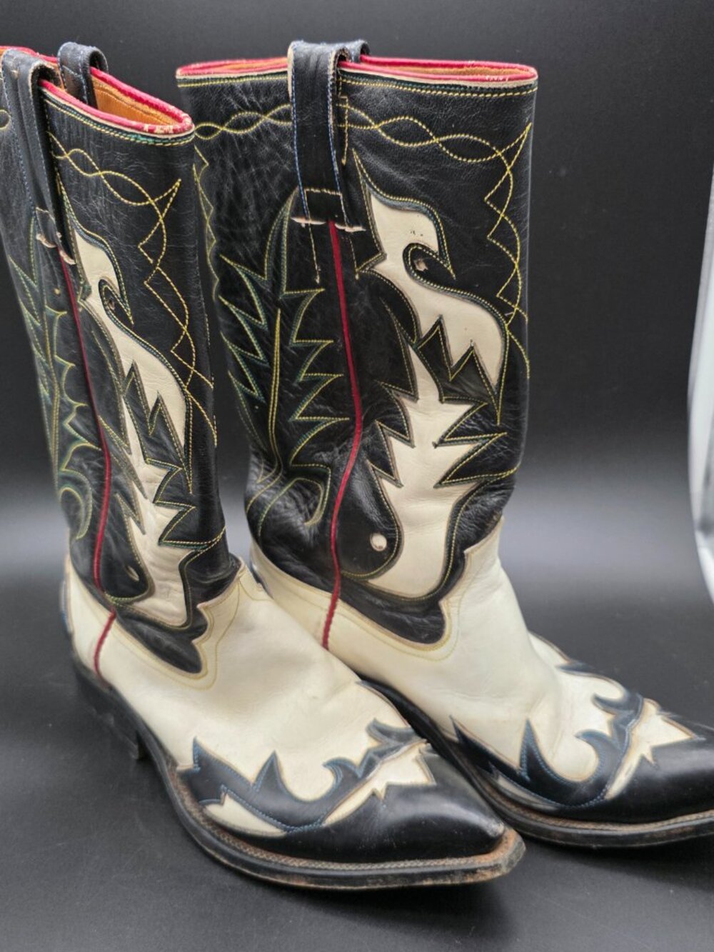 VINTAGE WESTERN intracate INLAY COWBOY CUSTOM BOOTS size 6